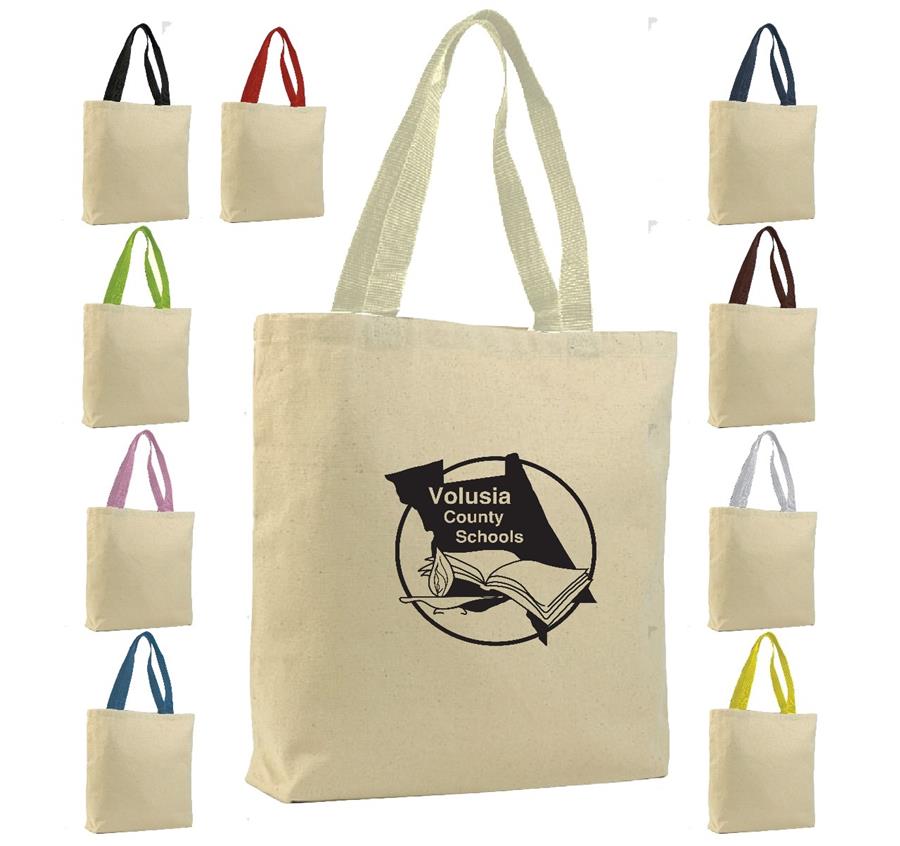 Cotton Canvas Tote with color handles